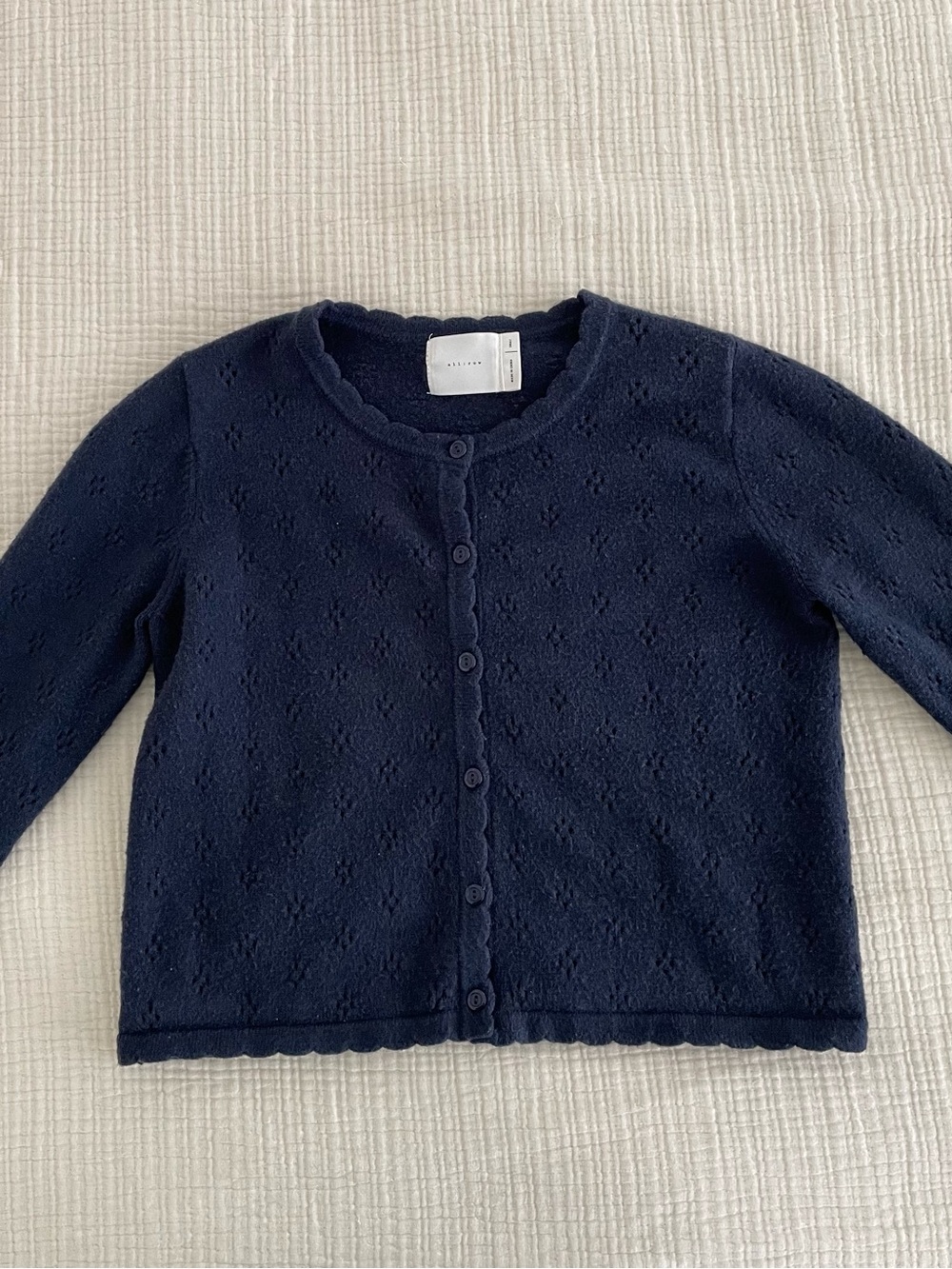 Pointelle Knit Long Sleeve Cardigan